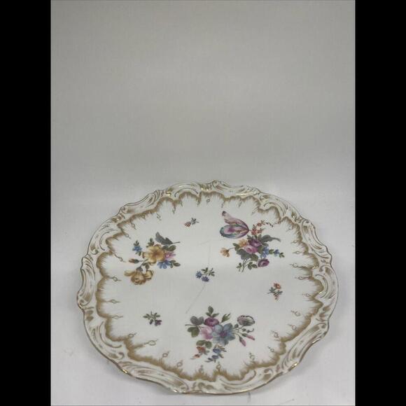 Rare Antique Rococo Ware Plate/ Dish Made In Austria Florals Gold Accents - Picture 1 of 4